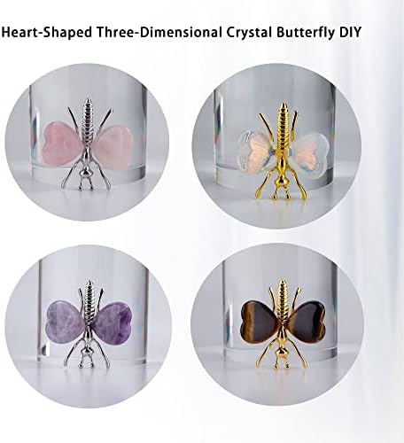 Ulwsky 4 Cristal natural amor Butterfly Diy mini colorido coleção de estátua de borboleta amor