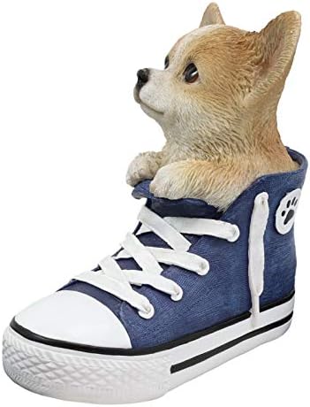 Novo cão de cachorro de taco chihuahua de taco em cênus na estátua de sapatos de tênis eb-5094gif exclusivo decoração de