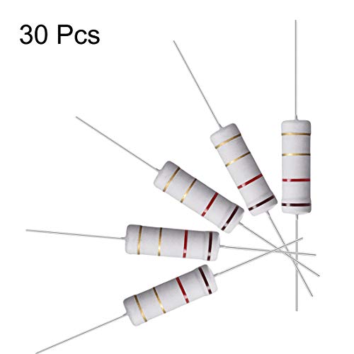 UXCELL 30PCS 1,2 ohm resistor, 5W 5% de resistores de filmes de óxido de metal, chumbo, prova de chama para projetos e