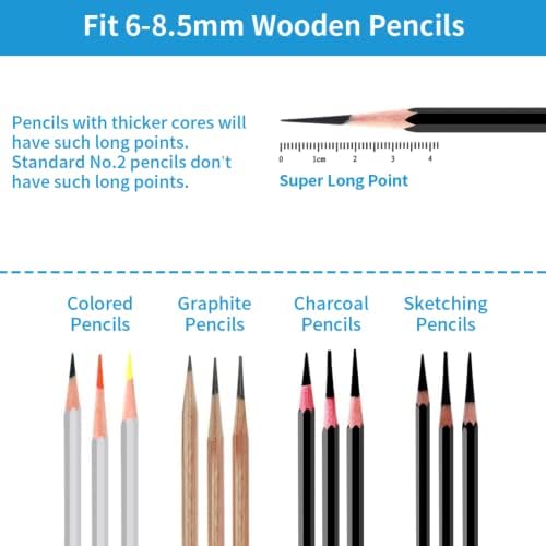 Aparecedor de lápis de ponto longo, apontador de lápis de artista automático para 6-8,5 mm de desenho /esboço /lápis colorido, 140