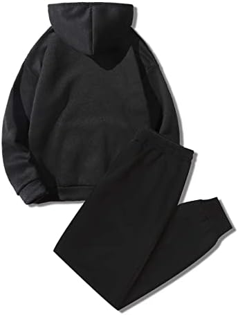 Nibhz roupas de duas peças para homens caras letra graphicstring capuz térmico e calça de moletom
