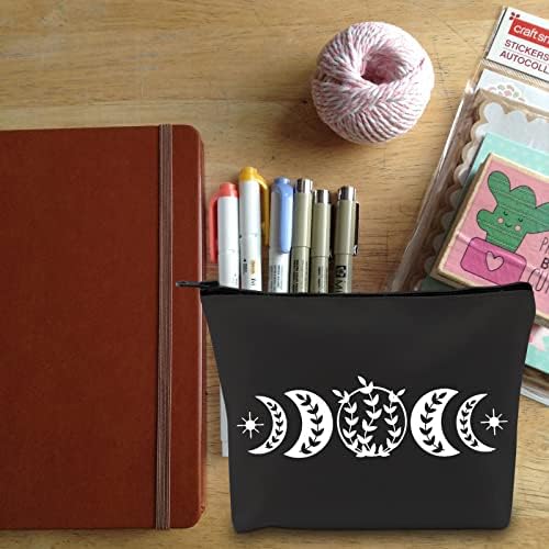 Blupark Mystic Moon Bag Presente de Bruxa Lua Zipper Pouca Lua Fases Presente DND Zipper Bolsa Lua com Bolsa de Cosmético Floral