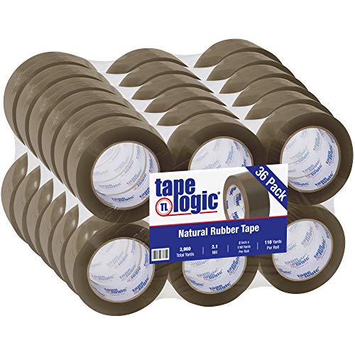 Tape Logic® #53 PVC Fita de borracha natural, 2,1 mil, 2 x 110 jardas, bronzeado, 36/estojo