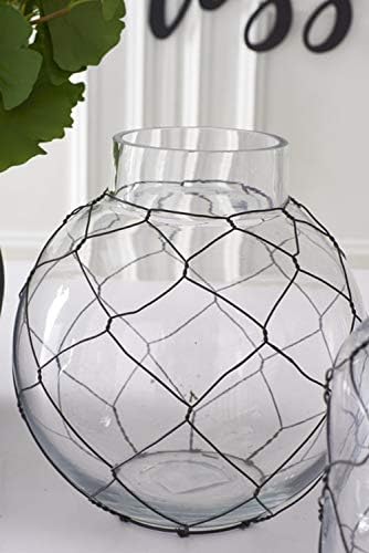K&K Interiors 15426a-2 jarra de vidro de 9 polegadas com fio de galinha preto