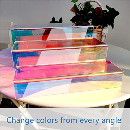 Rorkim Grandes risers acrílicos iridescentes para exibição, Rainbow Display Stand para Decoração e Organizador Amiibo