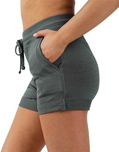 90 graus por reflexo Soft Comfort Activewear Shorts com bolsos e cordões de tração para mulheres