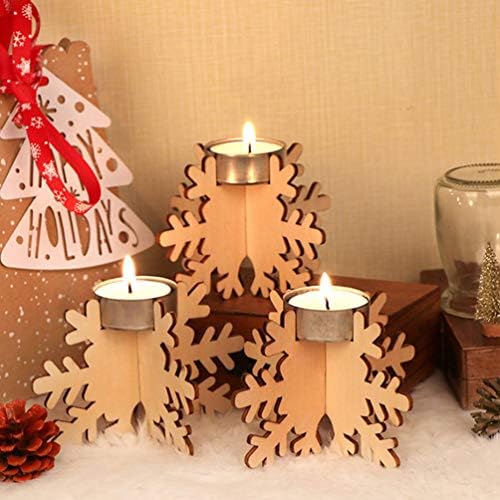 Besportble 6pcs Christmas Snowflake Shapet Candleds Candlesticks de madeira para decoração de casa