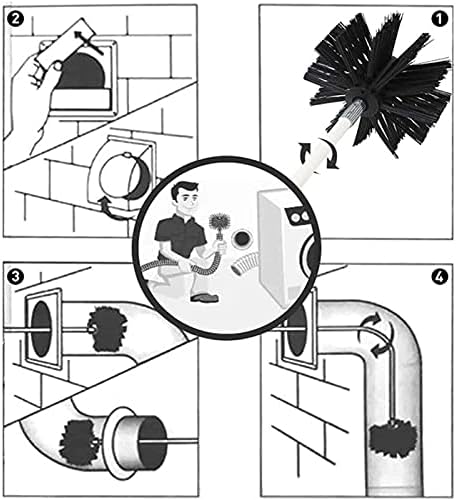 Kit de pincel de limpeza de chimney, conjunto de limpeza de ventilação do duto, varredura de haste de limpeza de chaminé 9/12/15