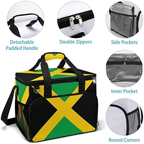 Bandeira da caixa de cooler jamaica cooler isolada à prova de vazamento portátil de almoço portátil para piquenique na praia viagens