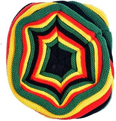 Hand Crochet Knit Slouchy Dread Rasta Reggae Hat com listras para homens