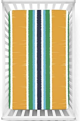 Listras com tema Mini folhas de berço, lençóis de berço portáteis folhas de colchão de criança macia equipada para menino ou garotinha ou berçário, 24 “x38”, multicolor