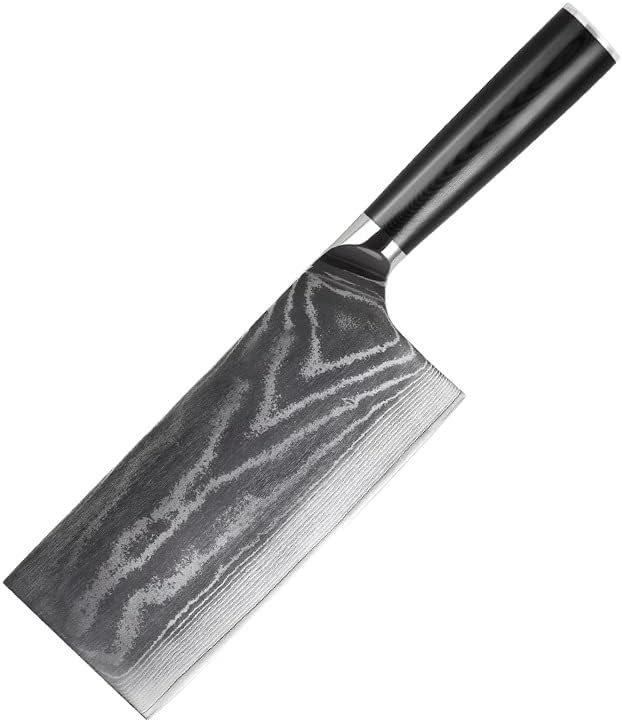 Faca de cuteira de carne, faca de cozinha de aço damasco de 7 polegadas Profissional de carne de carnes afiada