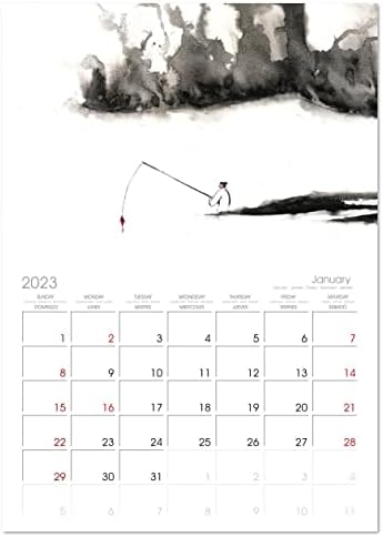 Pintura asiática de tinta), calendário mensal Calvendo 2023