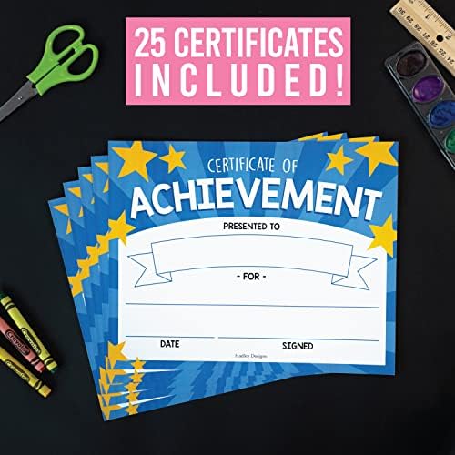 25 Certificados de jardim de infância do Diploma Blue Preschool para crianças, decoração de 9 sala de aula - Sinal de boas -vindas para pôsteres motivacionais da sala de aula, certificados de graduação de desempenho, mentalidade de crescimento