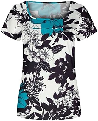 Camisa de meninas Manga curta 2023 Cotton Deep V Scoop pescoço Floral Graphic Loose Fit Lounge Blouse camiseta para