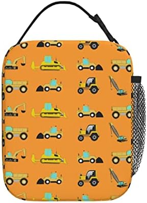 Cuesr Construction Lunch Bogue Kids Boys Isoled Cooler Thermal Cute Tote para a escola