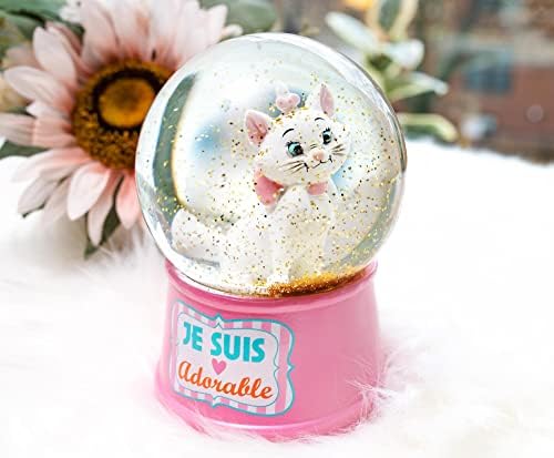 Disney Aristocats Marie Je Suis Adorável Globo de Neve Light-Up com peça de exibição Glitter Glitter | 6 polegadas de altura