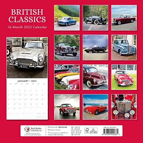 2023 British Classics Monthly Wall Calendar por Red Robin Calendários 12 x 12