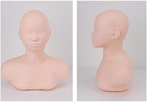 Cabeça de Treinamento KH66ZKY - Cabeça de manequim com ombros - para maquiagem Extensão de cílios Lip Cosmetology Training