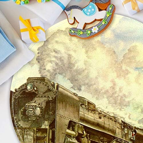 Pintura ferroviária de trem a vapor Heoeh Art, capacho sem escorregamento 15,7 Ranta de tapete redonda tapetes tapetes