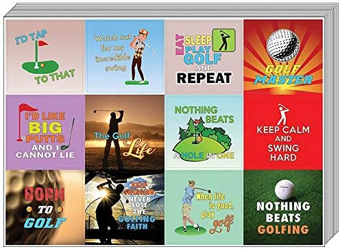 Adesivos de golfe de golfe de Creanoso Inspirador - Total 120 PCs Tamanho pequeno individual 2,1 x 2. polegadas, Designs exclusivos