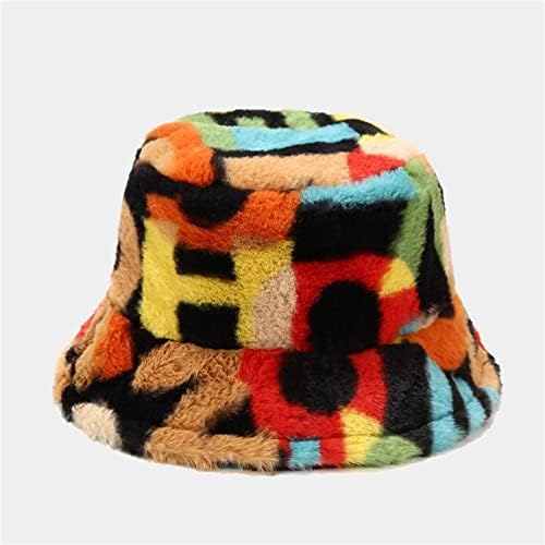 Bcdlily Fashion Winter Bucket Hat grossa colorida colorida fofa de pescador de peles para mulheres