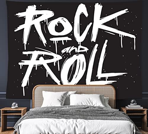 Feelacle rock and roll tapeçaria 60 x 40 rock`n`roll parede pendurada decoração de festa decoração para casa para quarto dorminhoco