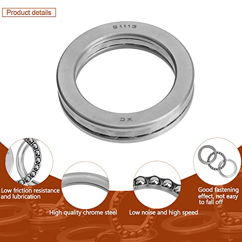 Mairuker bola de empuxo rolamento, 51113 bola axial em miniatura com rolos de linha única de aço cromo rolos de linha 65mmx90mmx18mm para automotivo, máquina - 2 pacote