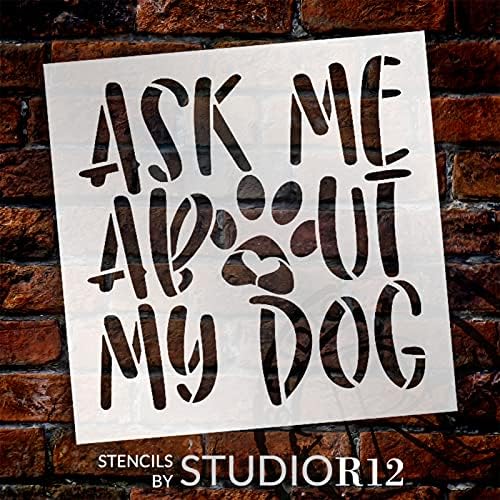 Pergunte -me sobre o estêncil do meu cachorro por Studior12 | Craft Diy Pawprint Heart Home Decor | Paint Pet Lover Wood Sign |