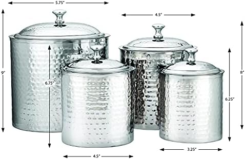 Oval martelado em aço inoxidável em aço polido, conjunto de 4, 4 qt, 2 qt, 1,5 qt, 1qt