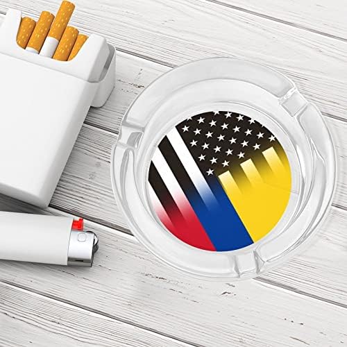 Cinzelo de vidro de bandeira de bandeira dos EUA em preto e branco para cigarros Chart Cigarty Chart Classic Round Cry