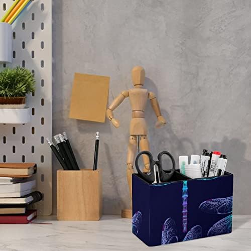 Linda Dragonfly Lápis Pen Cup Charge Office Office Organizer Stand Box com dois compartimentos pretos