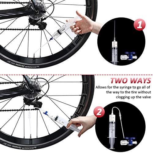 13 peças Kit de seringa de ciclismo, seringa de selante de pneu sem câmara com interruptor, ferramenta de remoção