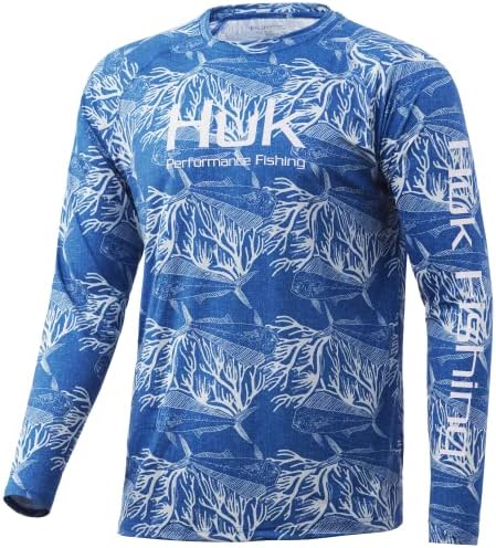 Huk Men's Patternd Pursuit de manga longa Camisa de pesca de performance