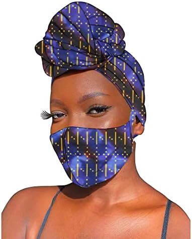 Captas de cabeça e máscara africanos Conjunto de 2 peças ANKARA PRIMAGEM ANCARA CULTÃO BANDANA Bandana Máscara Máscara Matada