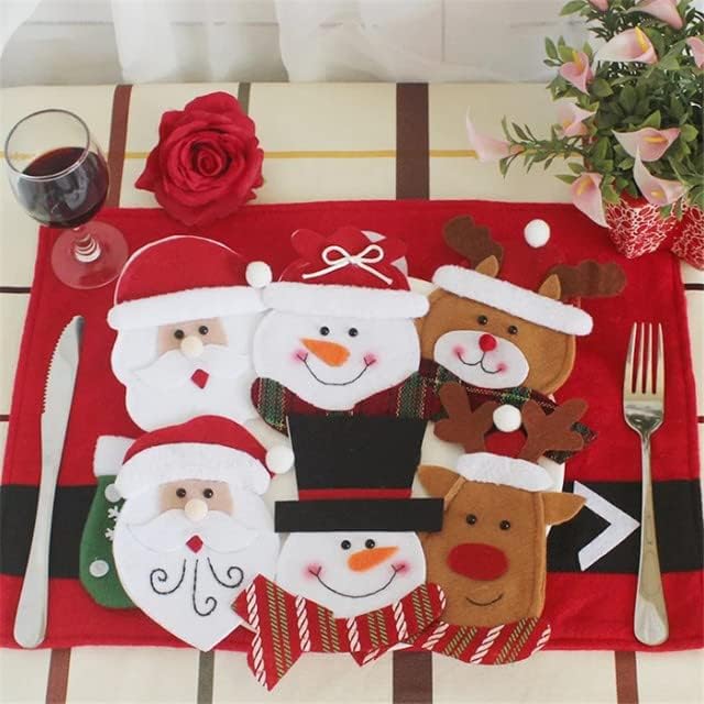 6pcs Santa Claus Faca Bag de Forks de Armazenamento Decorações de Xmas de Armazenamento de Table Dispos