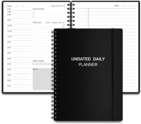 TIANKOOL Planejador diário sem data - planejador sem data com horários horários, itens de prioridade e, para fazer