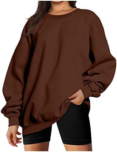 Sorto para mulheres Crewneck Sleeve Tunic Tunic Tops Solid Color Solid Casual Casual Fit Sweaters Pullover