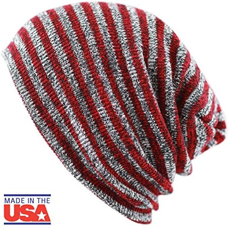 O chapéu depot Kids Soft Warm Stripe Knit Beanie Slouchy Winter Hat feito nos EUA