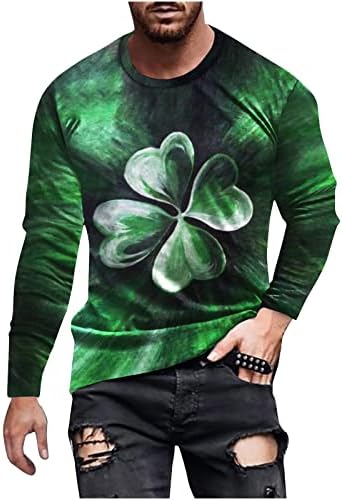 Camisas da moda para homens St. Patricks Dia 3D Impressão digital Round pescoço de manga comprida Blusa de pulseira para a pele