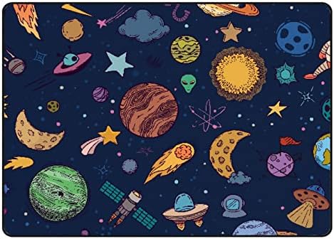 Xollar 60 x 39 em grandes tapetes para crianças Planetas de cores espaciais astronauta berçário macio tapete de bebê playmat