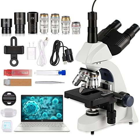 Pesquisa de laboratório profissional 40x-5000x Microscópio trinocular composto para adultos estudantes com bolsa de
