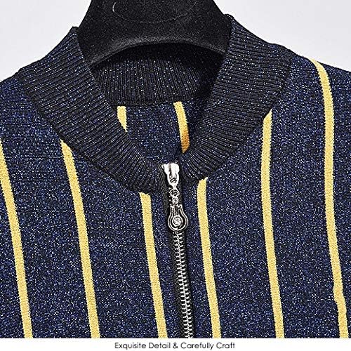 UXZDX Autumn Fashion Navy tracksuit Mulheres de duas peças Roupa de calças listradas Cardigan Sweater Long Set Set Female Logo Knitting