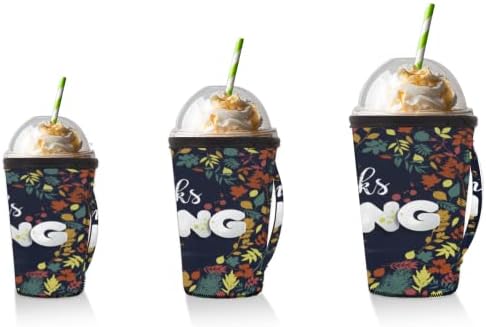 Autumn Feliz Dia de Ação de Graças Design reutilizável Café gelado Manga com manga de neoprene para refrigerante, café com leite,