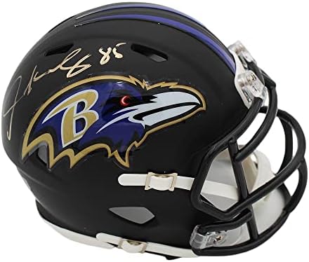 Derrick Mason assinou Baltimore Ravens Speed ​​Black Matte NFL Mini capacete - Mini capacetes da NFL autografados