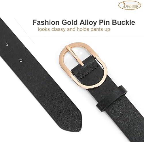 Jasgood 3 pacote cinturões de couro feminino para calça jeans Fashion Ladies Belt com fivela de ouro