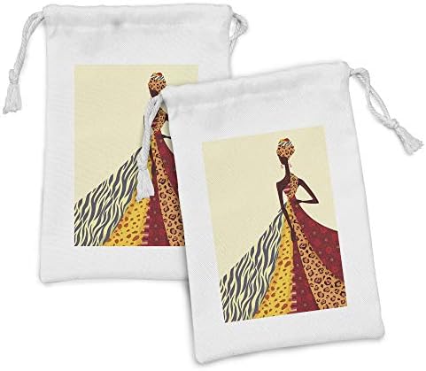 Ambesonne Modern Fabric bolsa Conjunto de 2, garota posando com um vestido de impressão de imagem padronizada de design diferente,