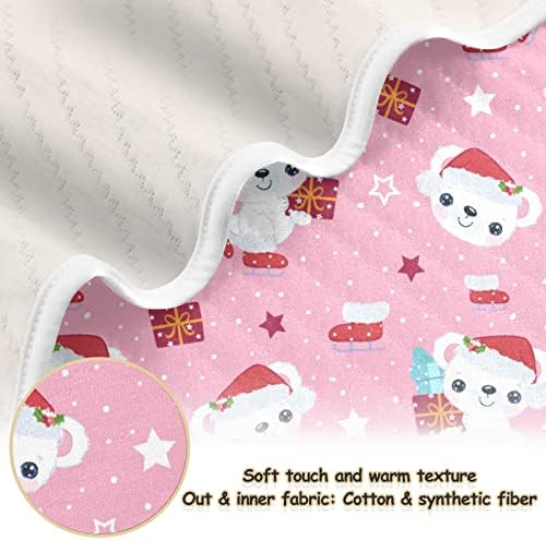 Clante de arremesso de pó de pólvora de pólo polar de natal, rosa manta de algodão para bebês, recebendo cobertor, cobertor leve e