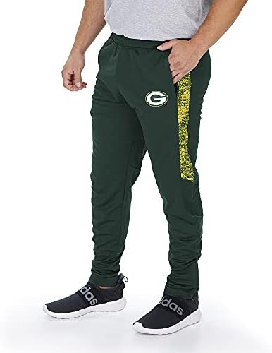 Calça de pista masculina da Zubaz NFL com painéis de meio lateral estáticos