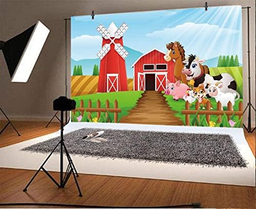 Yeele 15x10ft Cartoon Farm Pasture Background Para fotografia Campo de campo de celeiro Cenário de gado animal rústico bebê